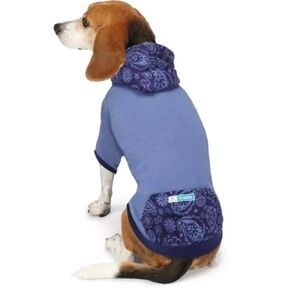NWOT insect shield Guardian Gear blue hooded paisley pocket dog shirt